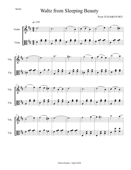 Pyotr Tchaikovsky - Waltz from Sleeping Beauty ballet arr. for string duo (arr. Maksym Kravchenko)