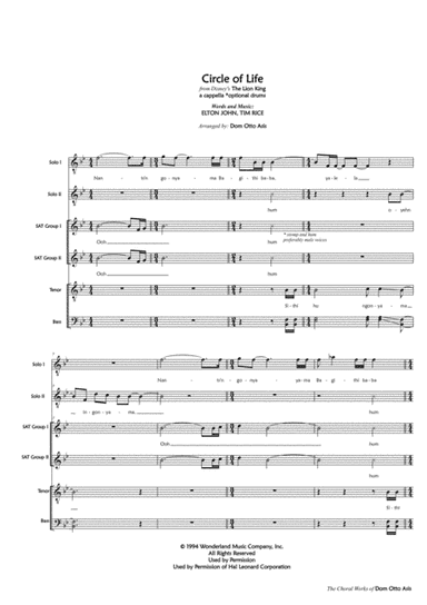 Circle Of Life (arr. Dom Otto Asis)
