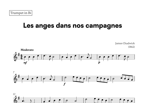 Les anges dans nos campagnes (for Trumpet) (arr. Cadenza Editions)