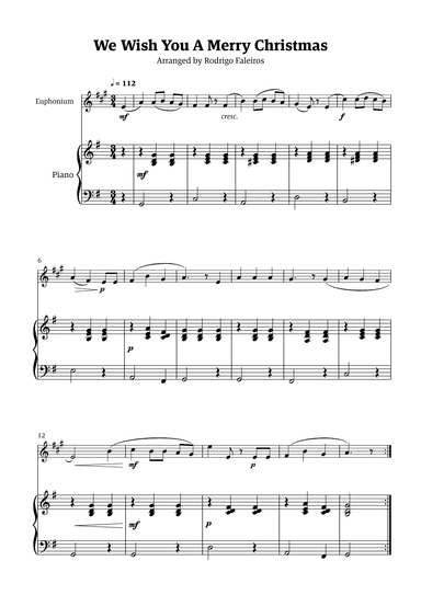 We Wish You a Merry Christmas (for solo euphonium with piano accompaniment) (arr. Rodrigo Faleiros)