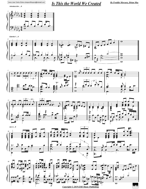 Is This The World We Created...? (arr. juan carlos esteve/Gran Coda)