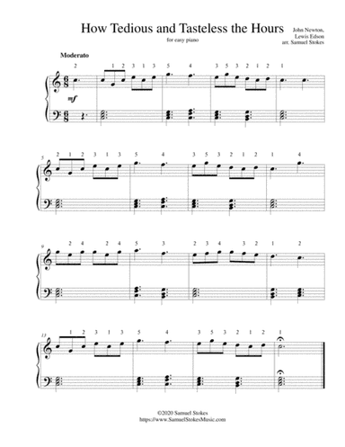 How Tedious and Tasteless the Hours - for easy piano (arr. Samuel Stokes)