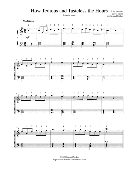 How Tedious and Tasteless the Hours - for easy piano (arr. Samuel Stokes)