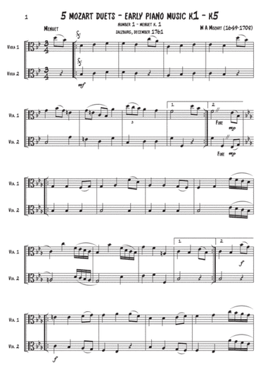 Viola duets - 5 Mozart duets (arr. Darren Lloyd)