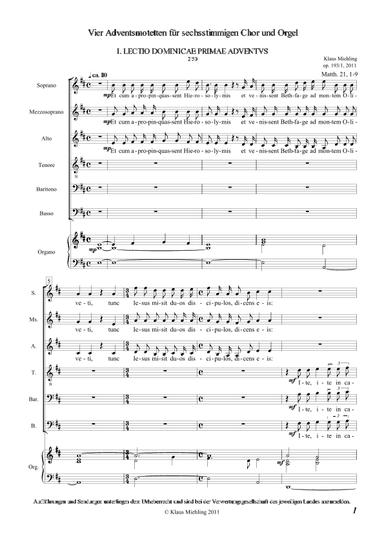 Vier Adventsmotetten für sechsstimmigen Chor und Orgel