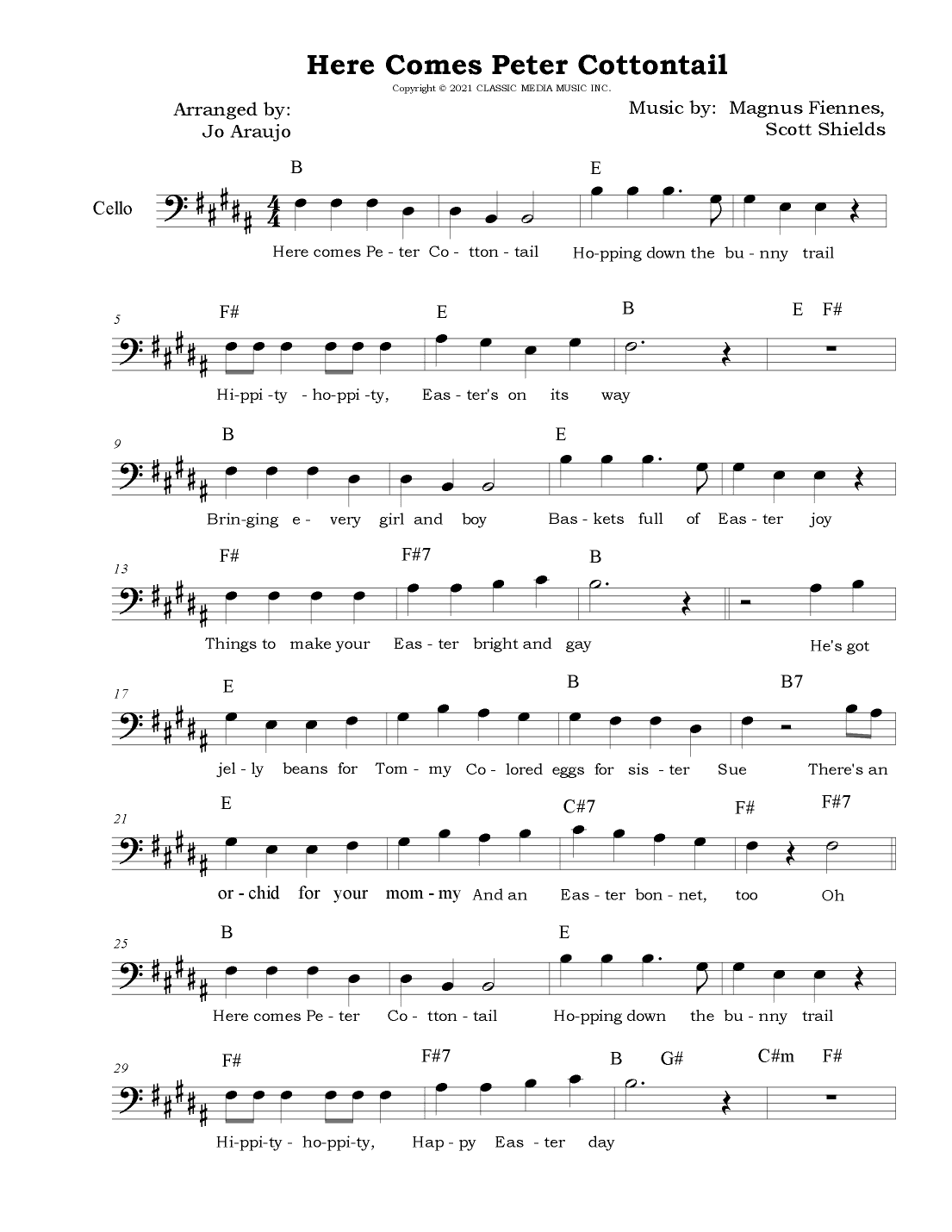 Here Comes Peter Cottontail (arr. Jo Araujo)