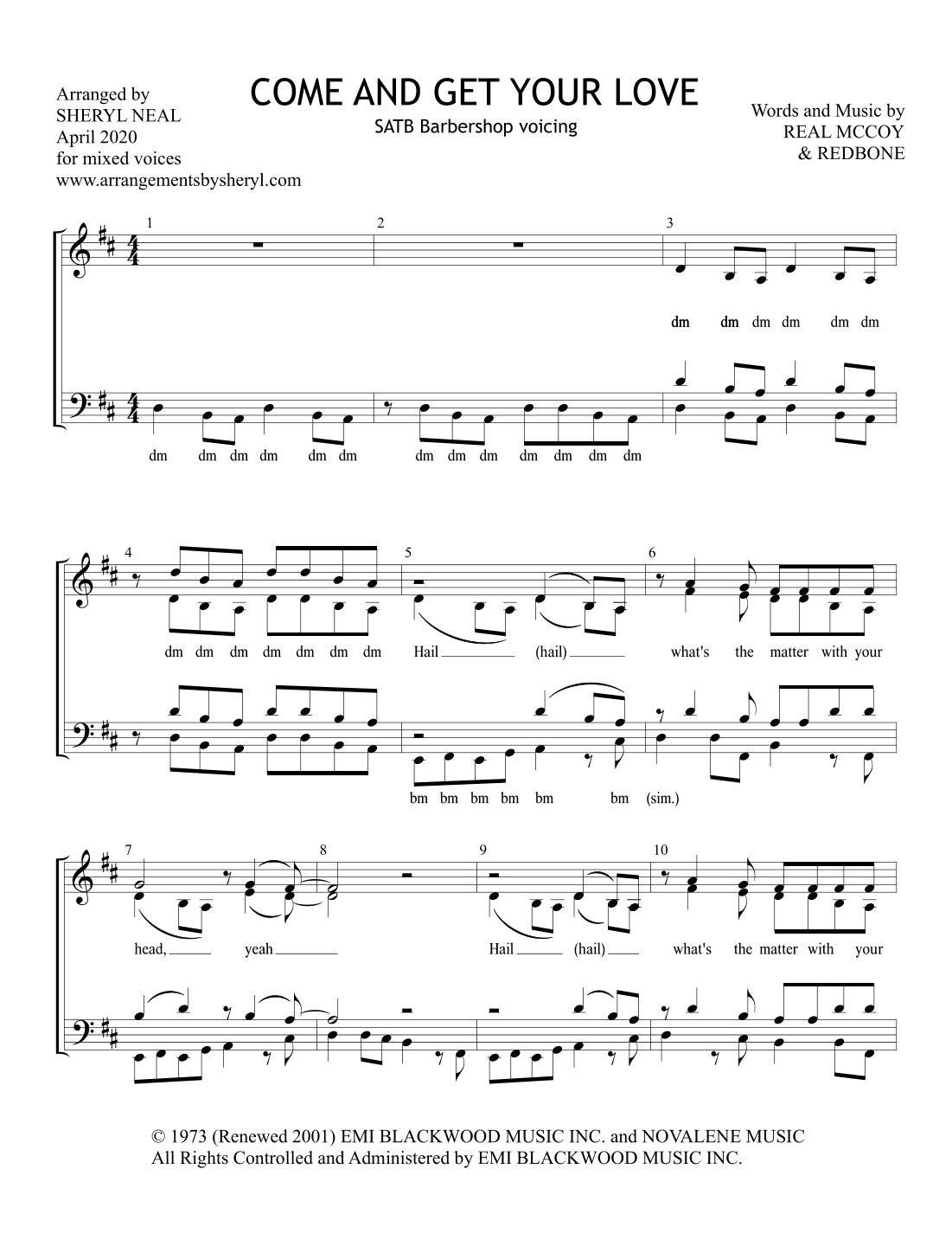Come And Get Your Love (arr. Sheryl Neal)