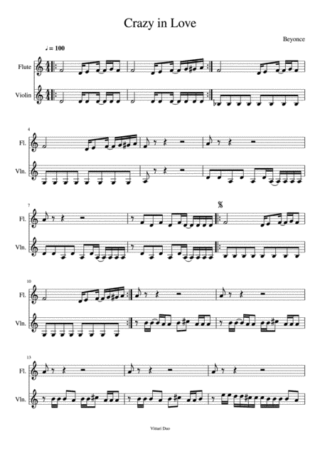 Crazy In Love (arr. Vittari Duo, Nia Squirrell)