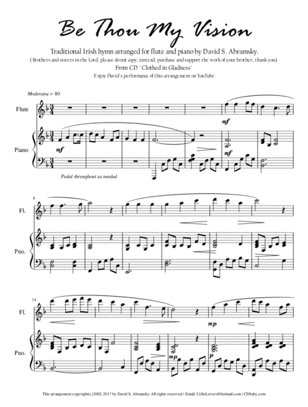 Be Thou My Vision (arr. for flute and piano) (arr. David S. Abramsky)