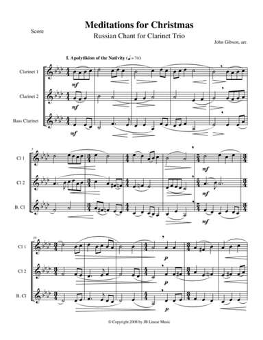 Meditations for Christmas, Russian Chant for Clarinet Trio (arr. John Gibson)