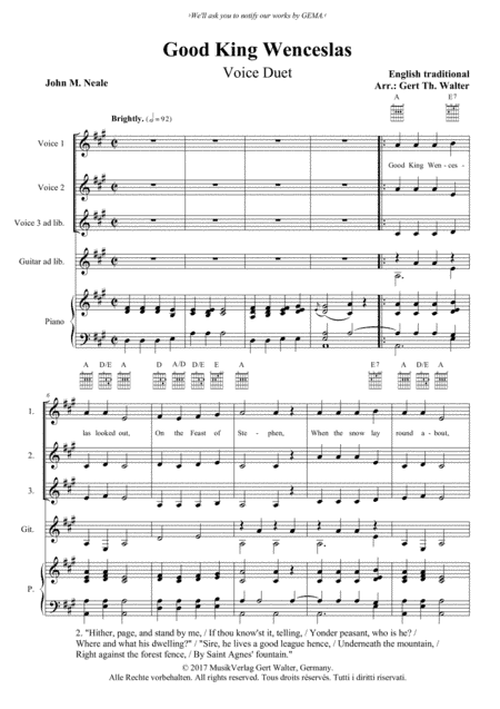Good King Wenceslas (arr. Gert Th. Walter)