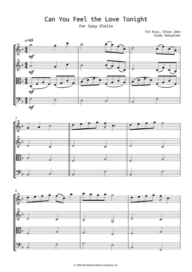 Can You Feel The Love Tonight - Score Only (arr. Isaac Gonçalves)