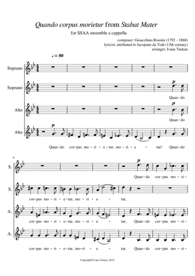 Quando corpus morietur, SSAA a cappella (arr. Ivana Tuskan)