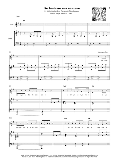 Se Bastasse Una Canzone (arr. Sérgio Matias da Cunha)