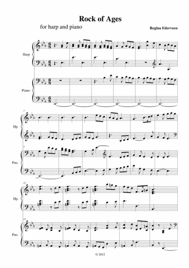 Rock of Ages - pedal harp & piano duet