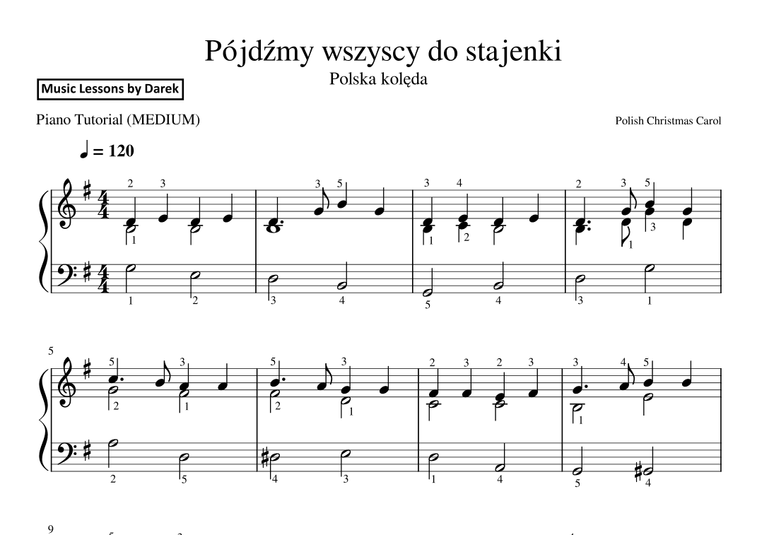 Pójdzmy wszyscy do stajenki (Polish Christmas Carol) [MEDIUM PIANO] (arr. Darek)