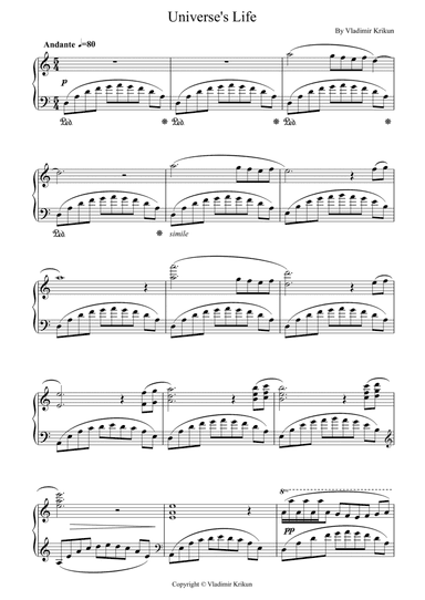 Universe's Life by Vladi Krik for piano solo