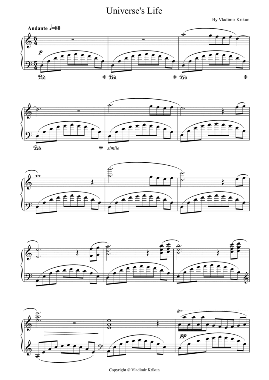 Universe's Life by Vladi Krik for piano solo