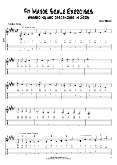 F# Major Scale Exercises - Ascending and Descending in 3rds