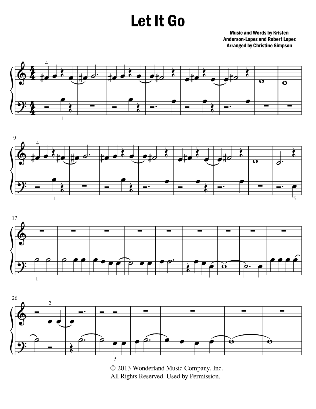 Let It Go (from Frozen) (arr. Simpson Music Studio)