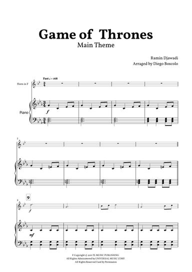 Game Of Thrones (arr. Diego Boscolo)