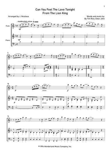 Can You Feel The Love Tonight (arr. John Nicolaus)