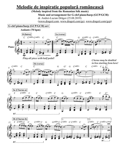 Melodie de inspira?ie populara româneasca (Melody inspired from the Romanian folk music) for G-c