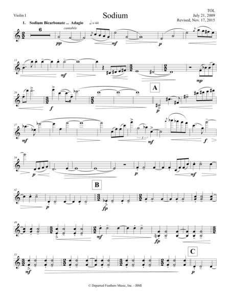 Sodium (2009, rev. 2015) for string quartet, violin 1 part