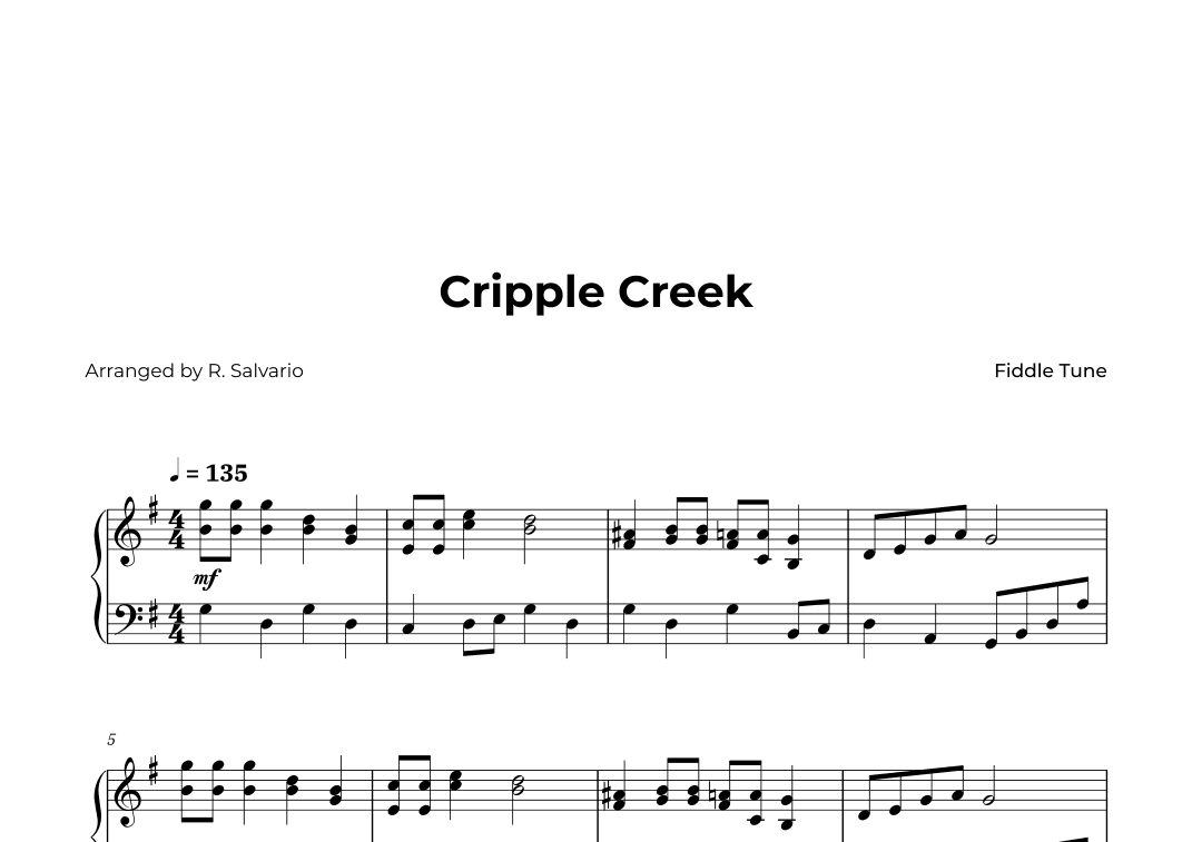 Cripple Creek - Intermediate Piano (arr. R. Salvario)