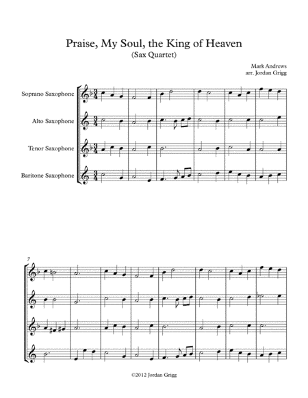 Praise, My Soul, the King of Heaven (Sax Quartet) (arr. Jordan Grigg)