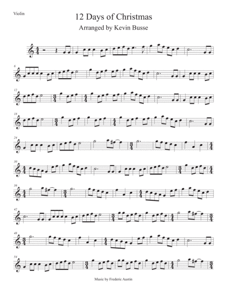 12 Days Of Christmas (Easy key of C) Violin (arr. Kevin Busse)