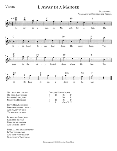 Away in a Manger for Violin (arr. Christopher Esther)