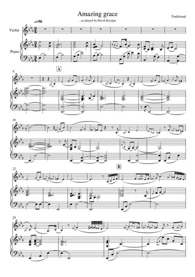 Amazing grace (piano & violin) (arr. David Kocijan)