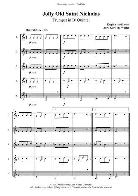 Jolly Old Saint Nicholas (arr. Gert Th. Walter)