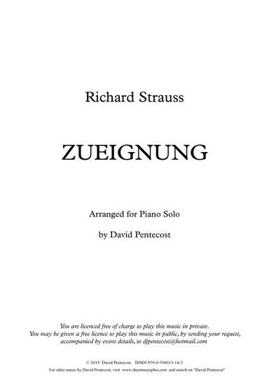 Zueignung  (arr. Opus 14) (arr. David Pentecost)