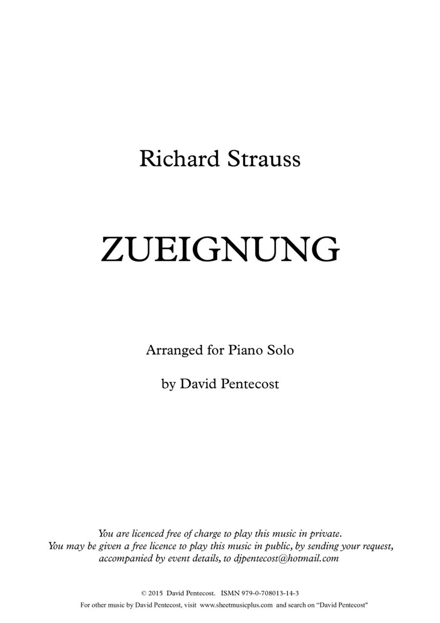 Zueignung  (arr. Opus 14) (arr. David Pentecost)