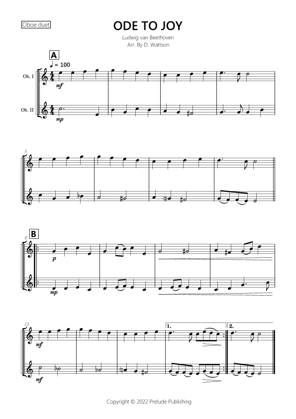 Ode To Joy (arr. D. Wattson)