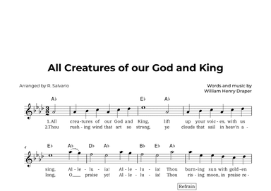 All Creatures of our God and King (Key of A-Flat Major) (arr. R. Salvario)