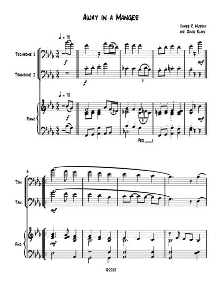 Away in a Manger (Trombone duet) with optional piano accompaniment (arr. Dave Slack)