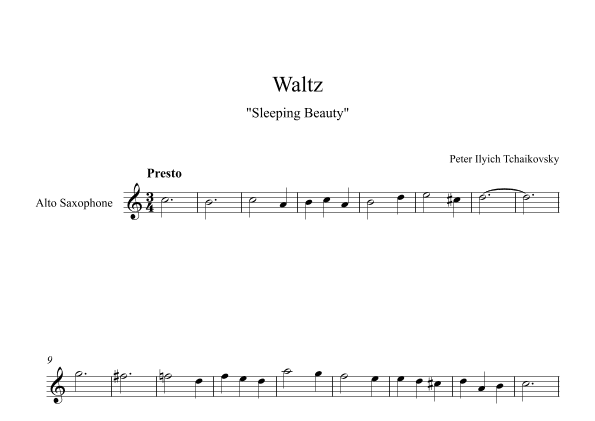 Waltz (Sleeping Beauty) - Peter Ilyich Tchaikovsky (Alto Sax) (arr. Digital Book Music)