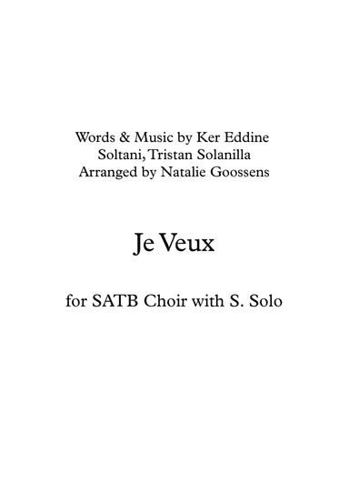 Je Veux (arr. Natalie Goossens)