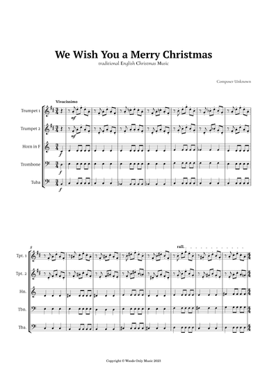 We Wish You a Merry Christmas for Brass Quintet (arr. Ander)