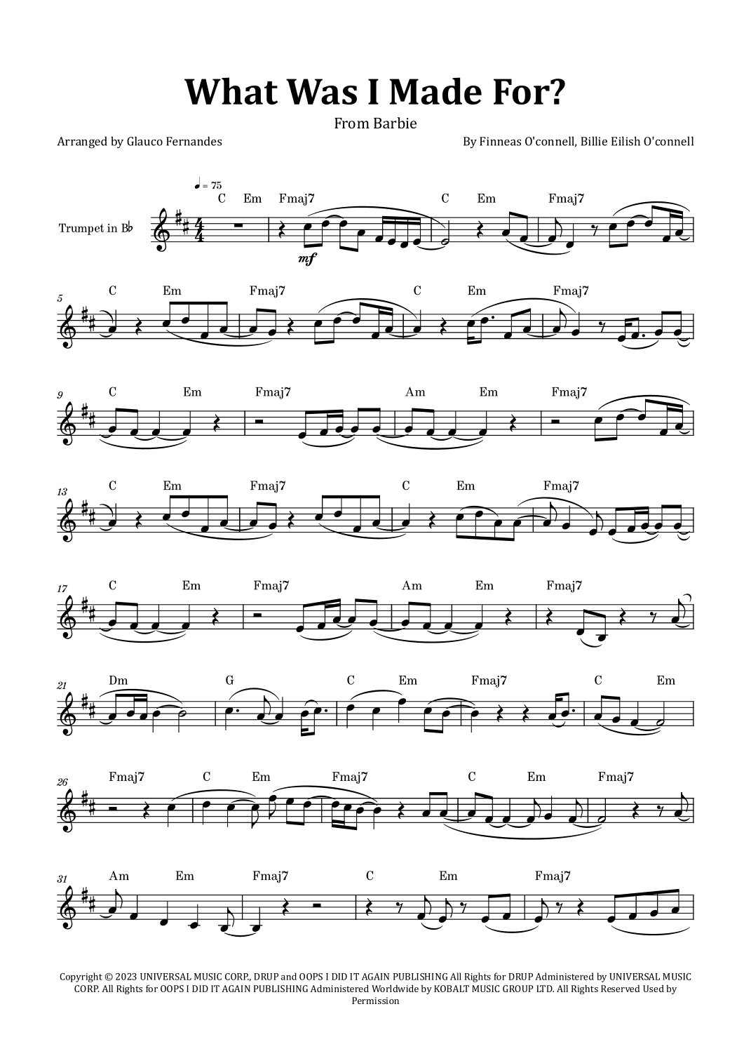 What Was I Made For? (arr. Glauco Fernandes)