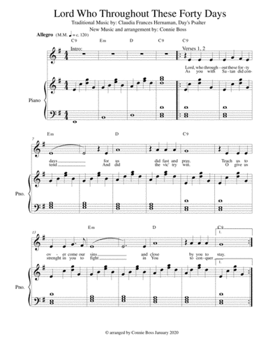 Lord, Who Throughout These Forty Days - voice and piano (arr. Connie Boss)