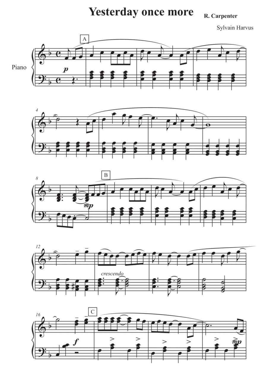 Yesterday Once More (arr. Sylvain Harvus)