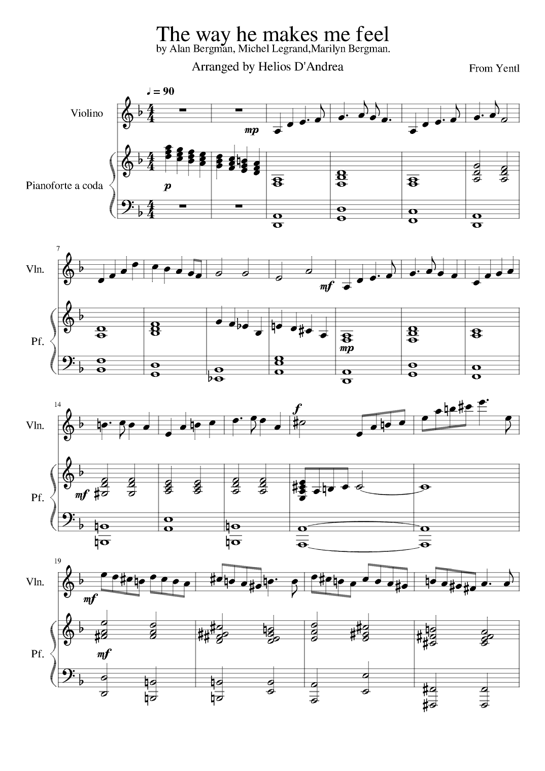 The Way He Makes Me Feel (arr. Helios D'Andrea)