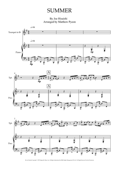 Summer (arr. Matthew pyeon)