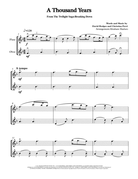 A Thousand Years (arr. Abraham Maduro)
