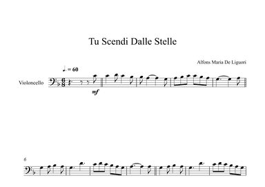 Tu Scendi Dalle Stelle - Alfons Maria De Liguori (Cello) (arr. Digital Book Music)