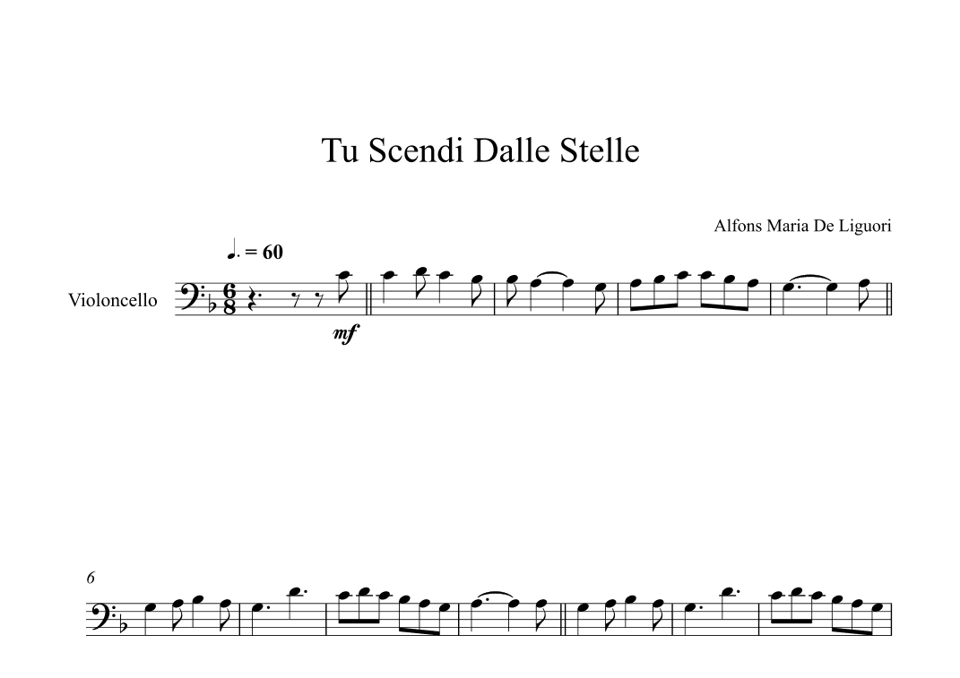 Tu Scendi Dalle Stelle - Alfons Maria De Liguori (Cello) (arr. Digital Book Music)